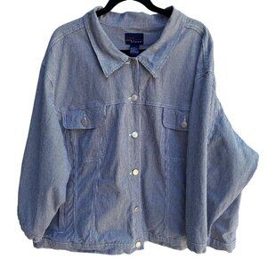 CST Blues Vintage Womens Gingham Button-Front Stretch Preppy Cropped Jacket 28